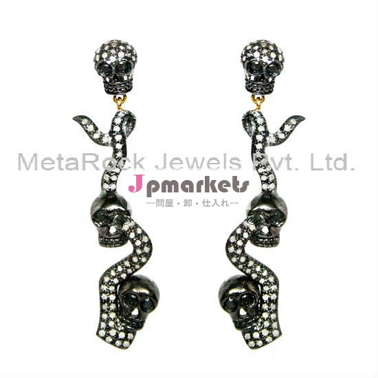 wholesale diamond earring, diamond skull designer 925 sterling silver earrings jewelry, wholesale diamond earring問屋・仕入れ・卸・卸売り