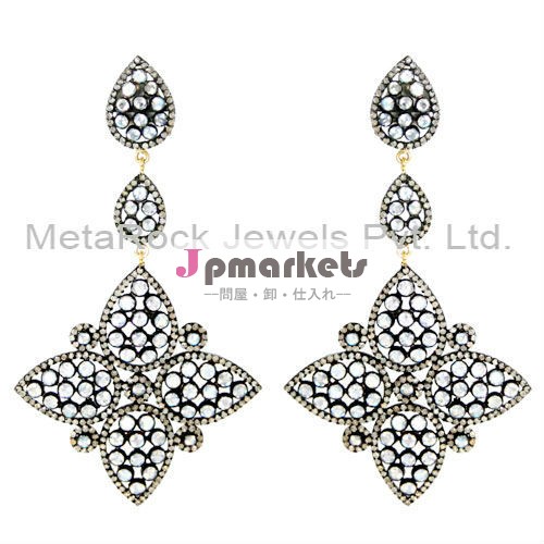 wholesale diamond filigree earring, rainbow moonstone filigree earring, 925 sterling silver filigree earring問屋・仕入れ・卸・卸売り