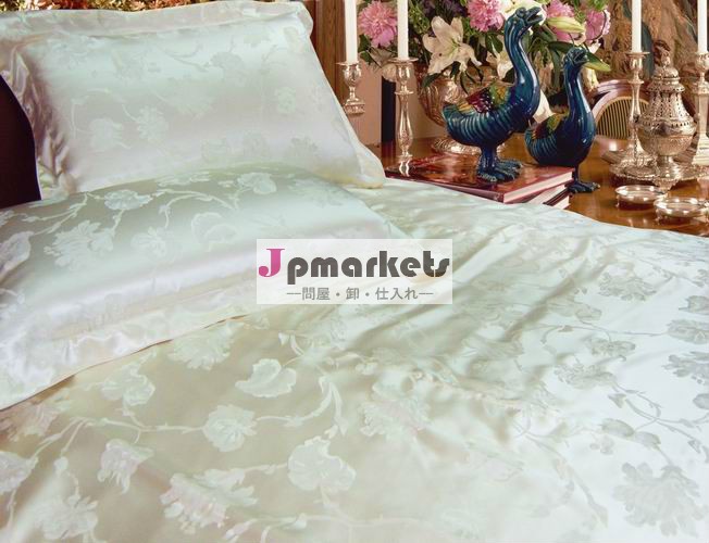 純粋な絹jaquardのサテン寝具セット布団カバー、 フラットシート、 枕カバー問屋・仕入れ・卸・卸売り