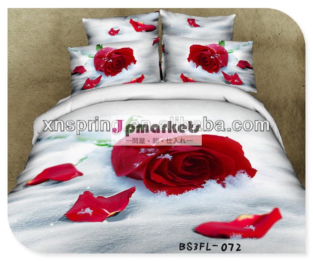 印刷されたバラの3d寝具は綿100％ロマンチックな問屋・仕入れ・卸・卸売り