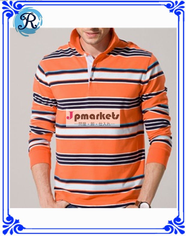 中国サプライヤー新しいデザインポロシャツオレンジストライプのシャツのカスタムゴルフポロシャツ問屋・仕入れ・卸・卸売り