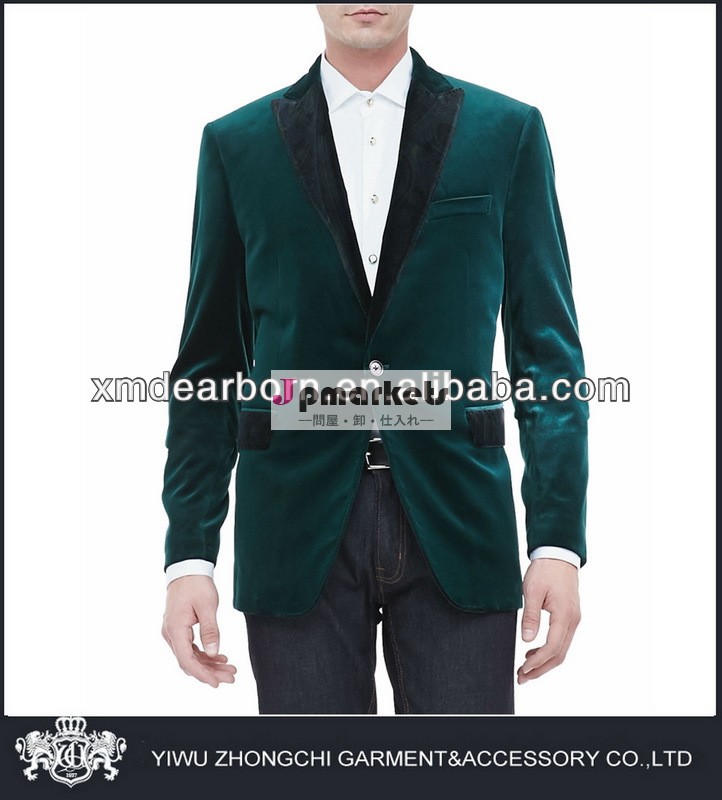 黒緑のビロードの紳士服ラペルスーツのジャケット問屋・仕入れ・卸・卸売り