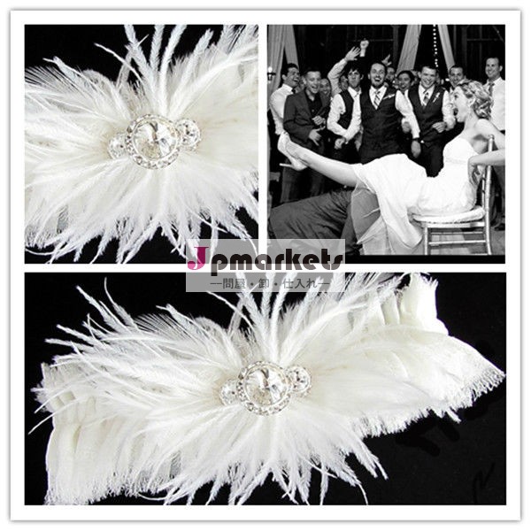 クリスタルプリーツg0029実像の羽のストレッチ白のサテンの花嫁のガーターセクシーなファッション2014年結婚式用のアクセサリー問屋・仕入れ・卸・卸売り