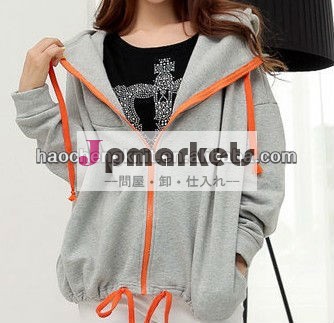 秋ファッションにあり2013ポリエステル100％ジッパー卸売安い無地グレー空白パーカーsweatdhirts女性のための問屋・仕入れ・卸・卸売り