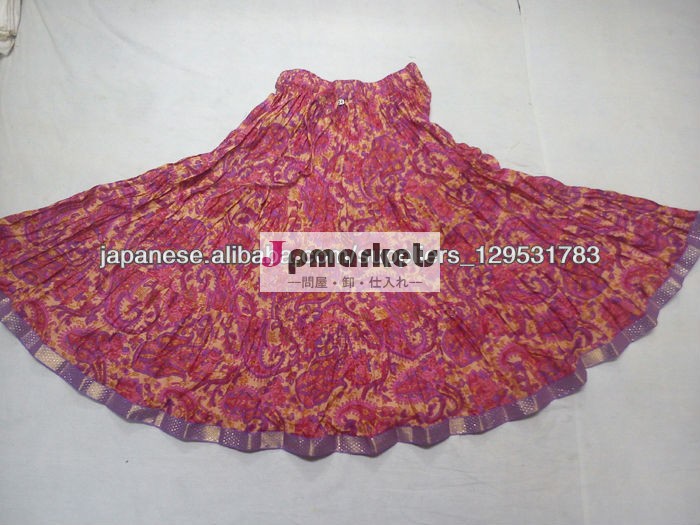 Sanganeri Floral design red Pure cotton Knee Length Skirt pattern問屋・仕入れ・卸・卸売り