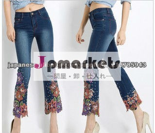 爆発のモデル純粋な手ビーズ刺繍ストレッチブーツカットジーンズ2から533まで9ポイント問屋・仕入れ・卸・卸売り