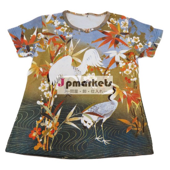 和柄半袖・プリントTシャツ 花鳥風月・恋始め 総柄レディースプリントTシャツ問屋・仕入れ・卸・卸売り