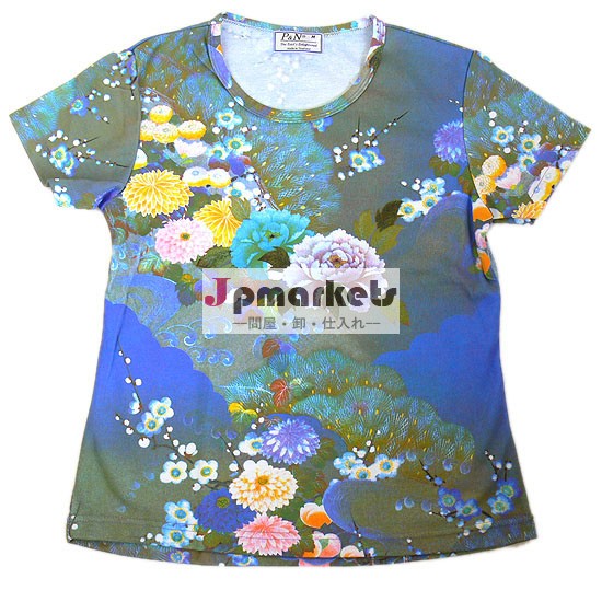 花鳥風月・紺碧百花繚乱 ・総柄プリントTシャツ問屋・仕入れ・卸・卸売り