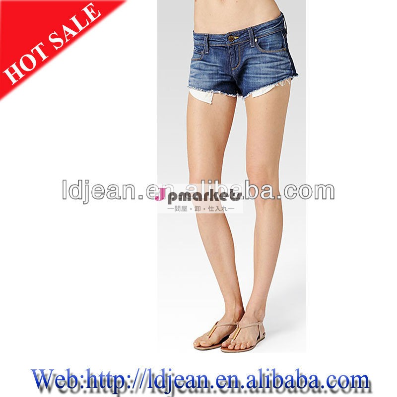 七面鳥のスタイルファッションデザイン2014年stocklotハイウエストショートパンツ、 女性のジーンズデニムショート( ldw12)問屋・仕入れ・卸・卸売り