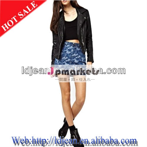 2014年デザインの衣服stocklotデニムジーンズ七面鳥女性のプリント、 ジーンズのスカート( ldzq03)問屋・仕入れ・卸・卸売り