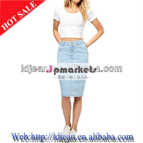 デザインの衣服stocklot2014年七面鳥着色されたデニムジーンズの女性、 ジーンズのスカート( ldzq04)問屋・仕入れ・卸・卸売り