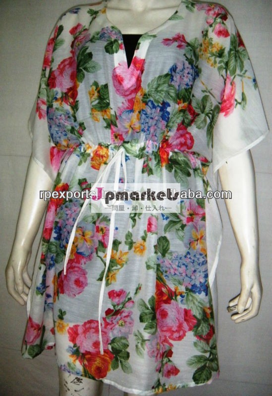 ポリエステルまたは最も最近の最新のファッションの花によって印刷されるKaftan/浜の摩耗の隠蔽2013年問屋・仕入れ・卸・卸売り