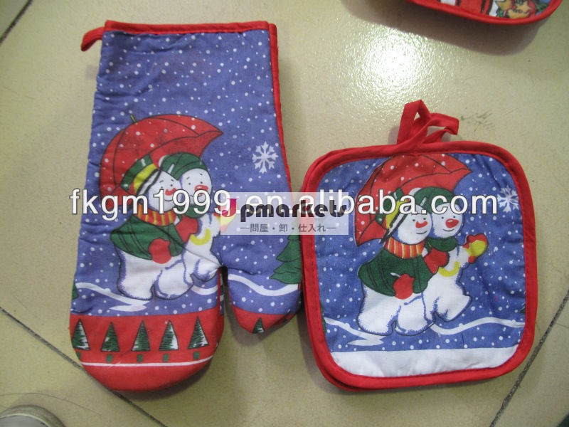 綿のキッチンセットクリスマスオーブンミットポットホルダー問屋・仕入れ・卸・卸売り
