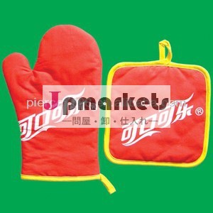 2014年熱い販売の赤の色のオーブングローブミットdishtowel鍋つかみや昇進のための印刷されたキッチンセット問屋・仕入れ・卸・卸売り