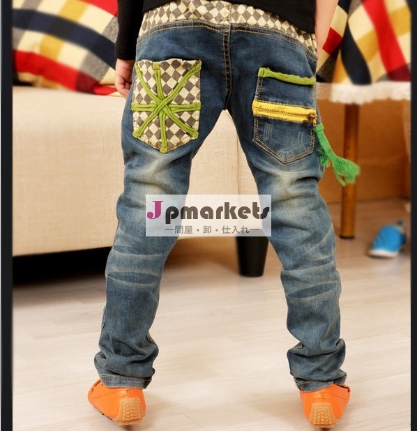 2014年最新春秋の子ども用の男の子のジーンズのズボンジーンズ卸売パッチワークb088男子のカジュアルパンツ問屋・仕入れ・卸・卸売り