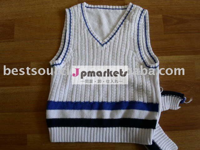 の子の服綿ニットvネックストライプ男の子のセーターのベストbs-467ケーブルステッチ付きプルオーバー問屋・仕入れ・卸・卸売り