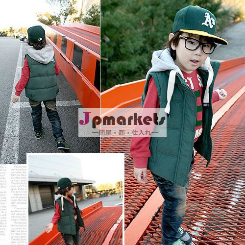 秋冬新2013子供たちが着用スタンドカラー・子供のベストwaistcoatszipperuptb3004パッド入りパーカー付き男の子のベスト問屋・仕入れ・卸・卸売り