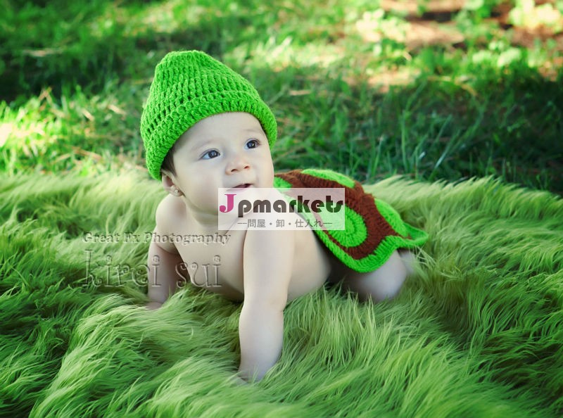 カバーかぎ針編み新生児hat+body緑亀衣装写真プロップ問屋・仕入れ・卸・卸売り