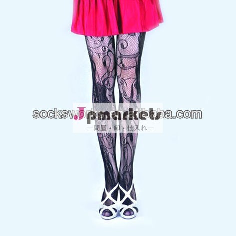 ファッションセクシーな黒網タイツピコットジャカード　ストッキング花ブドウの木問屋・仕入れ・卸・卸売り