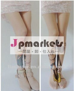 ストッキングの薄くかわいい印刷された入れ墨のアヒルおよびマウスの絹の女の子のソックスか靴下または堅いストッキング問屋・仕入れ・卸・卸売り