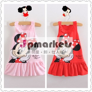 子供の女の子の服の小売2013かわいいミッキーマウスミニーのドレス、 2色赤とピンクのミニの服、 赤ちゃんの女の子の服のドレス問屋・仕入れ・卸・卸売り