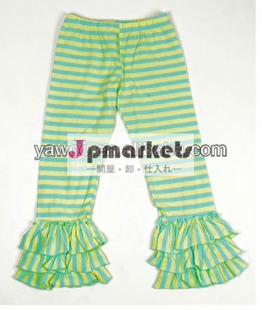 wholesle女の赤ちゃんのファッションファブリックはフリルストライプpettipants少女ロングトリプルhotsale綿の女の子のパンツはフリル問屋・仕入れ・卸・卸売り