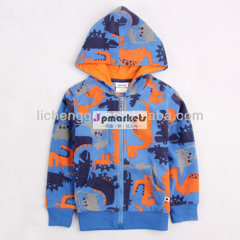 新星a3916#blue12m-5yパーカー子供服製造所の恐竜プリント冬の既製の衣服問屋・仕入れ・卸・卸売り