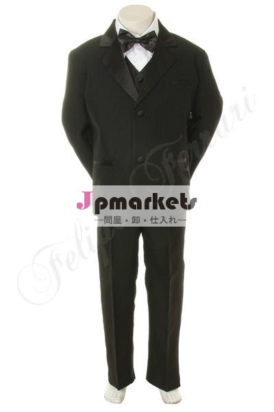 黒の男の子フォーマルウェアby010ティーンエイジャーのポリエステルサテンの結婚式のパーティー卒業5pc161820のスーツタキシード問屋・仕入れ・卸・卸売り