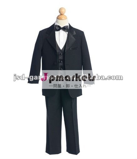 白いワイシャツおよび黒いBowtiesの男の子のタキシードの結婚式のスーツ問屋・仕入れ・卸・卸売り