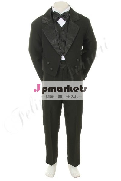 黒の子供by011ティーンエイジャーの男の子のスーツタキシード結婚式のパーティーフォーマルウェア卒業5pc161820ポリエステルジャカード問屋・仕入れ・卸・卸売り