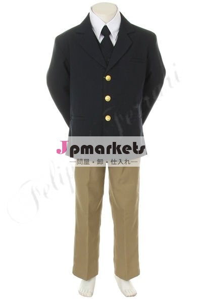 男の子カーキネイビーマイクジュニアフォーマル服の結婚式のスーツタキシードパーティポリエステル5pc8101214問屋・仕入れ・卸・卸売り