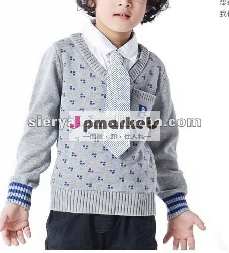 子供か男の子の綿Vの首のジャカードは方法セーターのジャンパーに点を打つ問屋・仕入れ・卸・卸売り