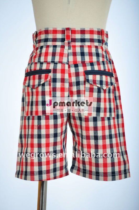 膝- 長さチェックされ少年の夏のパンツの子の服の子供服( p11223)問屋・仕入れ・卸・卸売り