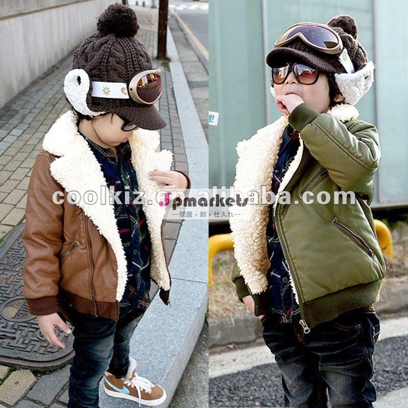 2012の韓国様式の新しい到着のキッド革のコート、子供の衣類、子供は身に着けている問屋・仕入れ・卸・卸売り