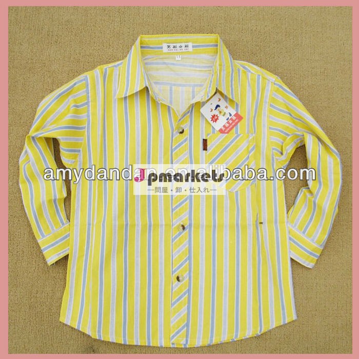 少年のストライプ印刷長袖子供のシャツ、 赤ちゃん男の子の秋の綿シャツ、 ファッショナブルな2013ブラウス問屋・仕入れ・卸・卸売り