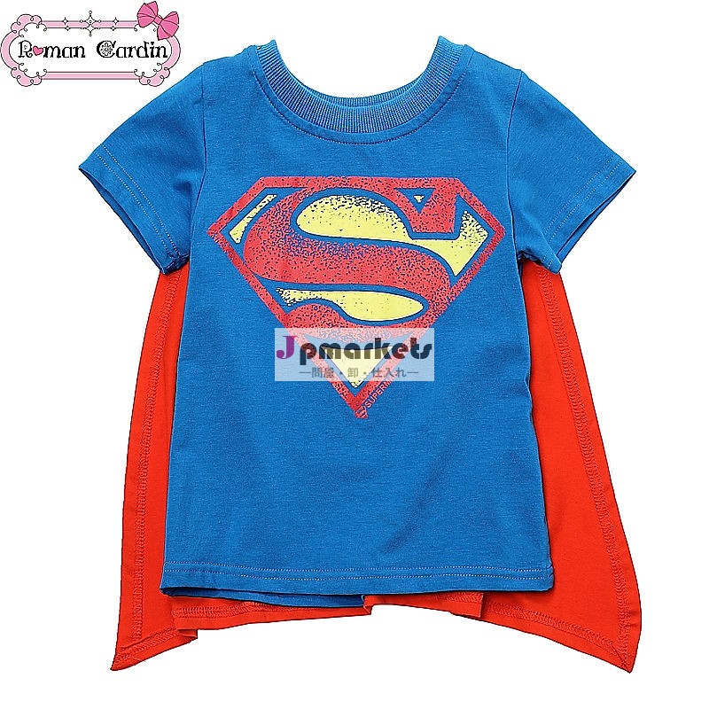 男の子のファッションt- シャツ青スーパーマンのマント付きt- シャツy2月6日男の子に申し込む問屋・仕入れ・卸・卸売り