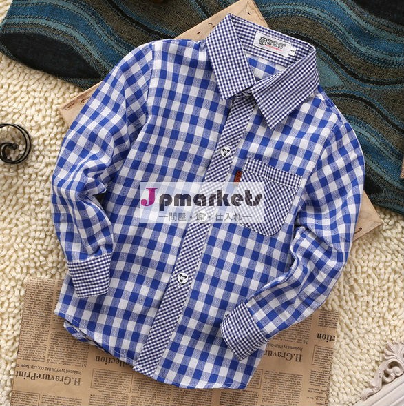 綿の長い袖の男の子レジャーシャツチェック、 子供服メーカー中国問屋・仕入れ・卸・卸売り