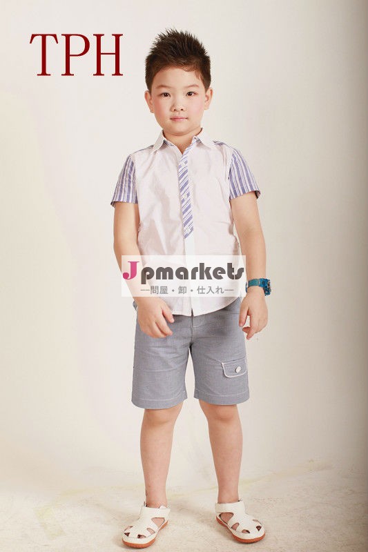 100％夏綿チェックチェックされハンサム少年t- シャツ、 子供用衣料、 欧州の材料( t11245)問屋・仕入れ・卸・卸売り