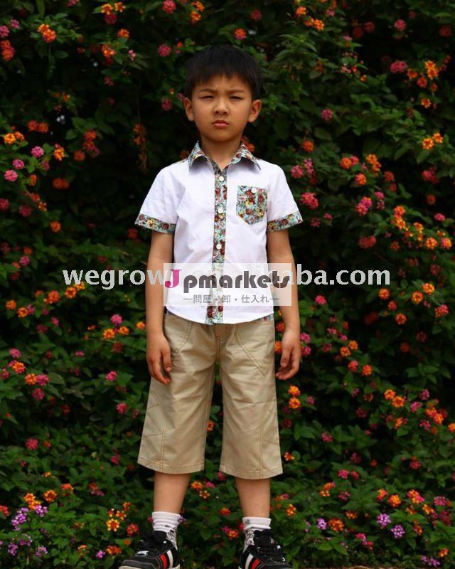 綿100％韓国スタイル男児夏のt- シャツ、 欧州の材料、 の子の服( t11108a)問屋・仕入れ・卸・卸売り