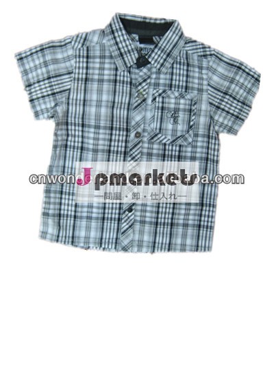 子供の子供の服を着るhightの質熱い販売の子供格子縞のシャツ半袖十代の学校のシャツ問屋・仕入れ・卸・卸売り