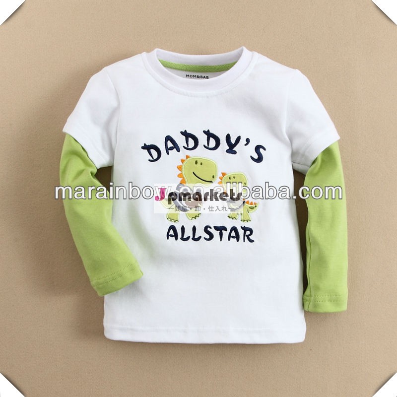 カスタムメイド高品質の100％コーマ綿ニットの子供男子ロングスリーブtシャツ刺繍ロゴ入り問屋・仕入れ・卸・卸売り