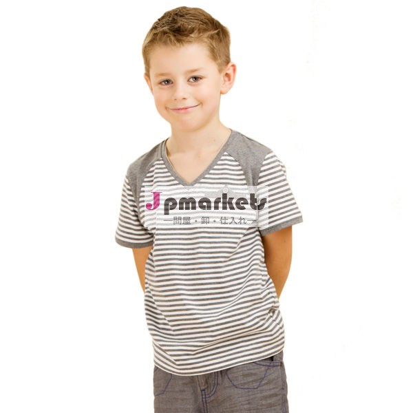 2014年熱い販売の男の子のtシャツ、 綿の布の縞模様の子供のt- シャツ( bt- 220s3)問屋・仕入れ・卸・卸売り