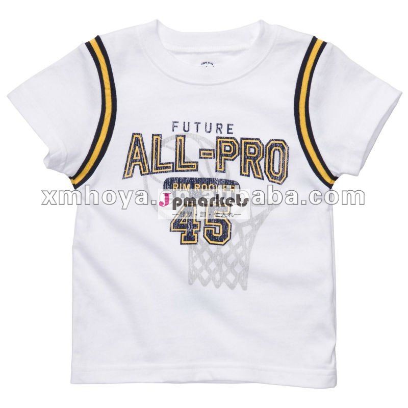 スポーツの男の子の白いTシャツの新しい設計問屋・仕入れ・卸・卸売り