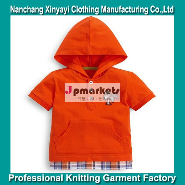 少年の半袖パーカー/カスタム刺繍赤ちゃん男の子フード付きtシャツ/ファッション子供用衣料問屋・仕入れ・卸・卸売り