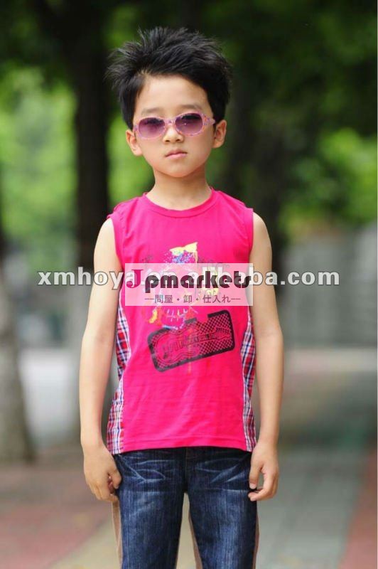 涼しい男の子のTシャツの赤い袖なし問屋・仕入れ・卸・卸売り