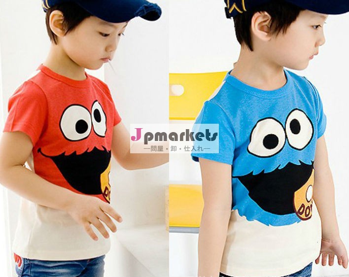 C81107a熱い販売!!! 韓国スタイルのアイパターン2014年男の子の夏の綿のtシャツ問屋・仕入れ・卸・卸売り
