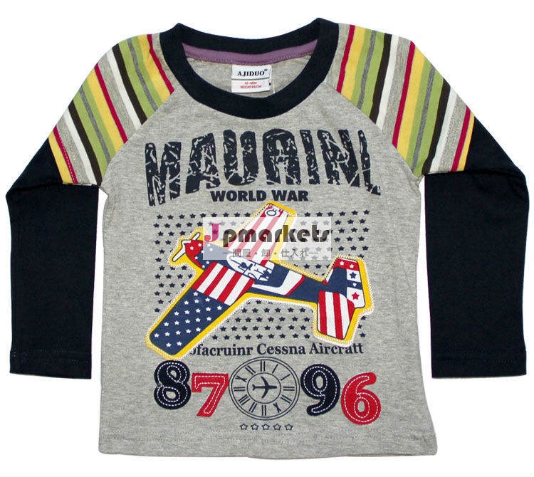 oemオブジェクトajiduoニット赤ちゃんの服の長い袖の子供たちのかわいいアップリケトップスtシャツの男の子問屋・仕入れ・卸・卸売り