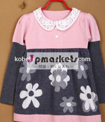 最新のパターン2014年冬の子供ドレスの女の子ピンクの花問屋・仕入れ・卸・卸売り