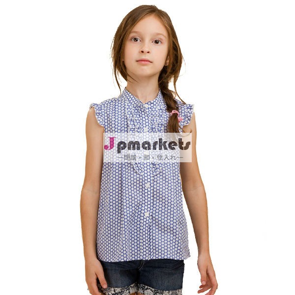 ノースリーブ綿100％ポルカ- ドットの女の子t- シャツ、 の子の服( gs- 202s3)問屋・仕入れ・卸・卸売り