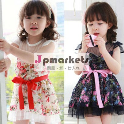2-6歳の2013人気の花柄ノースリーブラウンドネックのドレスの女の子の王女ta10666問屋・仕入れ・卸・卸売り